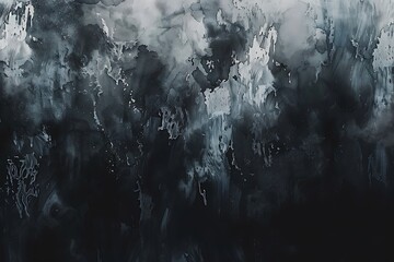 black abstract watercolor background with silver streaks - obrazy, fototapety, plakaty