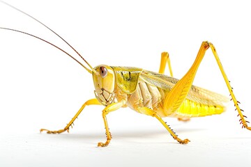 Mystic portrait of Yellow Cricket, beside view, full body shot, Close-up View, 