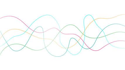 Abstract colorful twisted curve lines with blend effect. Wavy curve lines on transparent for technology and business background. Frequency wave line colorful vector. - obrazy, fototapety, plakaty