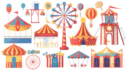 Carnival fair amusement park with circus tent ferris