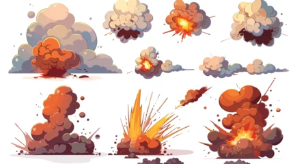 Foto auf Alu-Dibond Cartoon bomb explosion storyboard. Clouds boom  © Jasmin