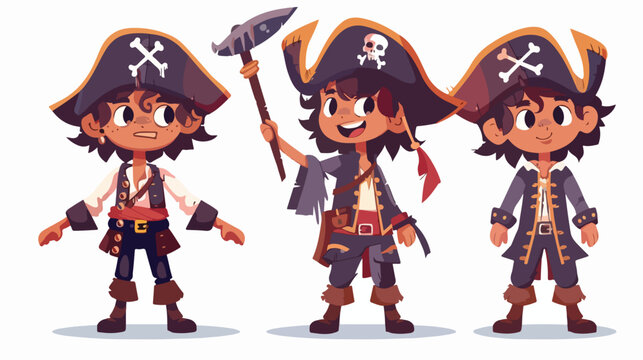 Cartoon boy pirate with hand hook happy vector