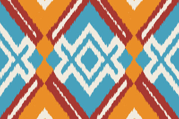 Ethnic ikat seamless pattern in tribal. Fabric American, Mexican style. Design for background, wallpaper, illustration, fabric, clothing, carpet, textile, batik, embroidery. - obrazy, fototapety, plakaty