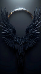 A Dark Angel's Halo Piercing the Shadow of Temptation - Isolated Cinematic Photographic Rendering in Minimalist Style