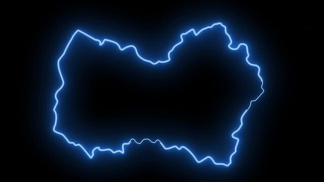 map of Rancagua in chile with glowing neon effect