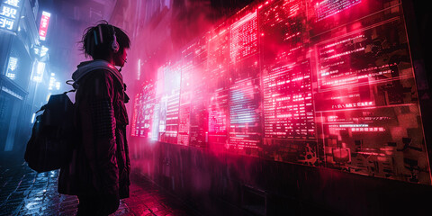 Futuristic Exploration: Man in High-Tech Room, Symbolizing Innovation and Technology