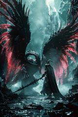 Celestial Guardian's Defiant Stand Against Temptation in the Abyss:A Cinematic 3D Render with Prime and