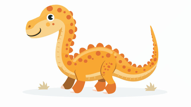 Cute dinosaur isolated on white background. Flat Vector