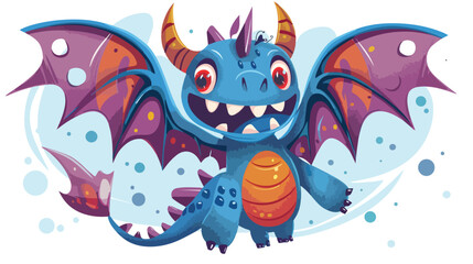 Cute fantastic flying monster. Cartoon character isolated