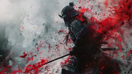 Dark Samurai's Haunting Watercolor Battle Against Undead Horrors in Cinematic
