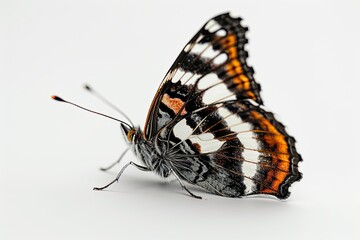 White Admiral Butterfly on white background, 