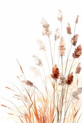 The delicate and serene watercolor paintings capture the ethereal beauty of the tall and narrow pampas grass that sways gracefully