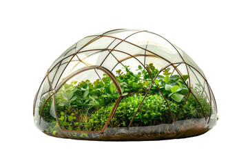 Enclosed Glass Dome With Interior Plants