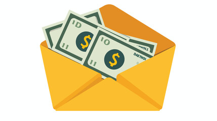 Some dollar bills in yellow paper envelope. Send mone