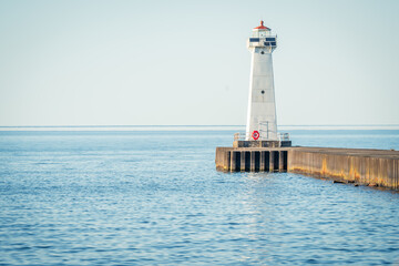 Fototapeta na wymiar The View of A Small Beautiful Lighthouse in Lake Ontario