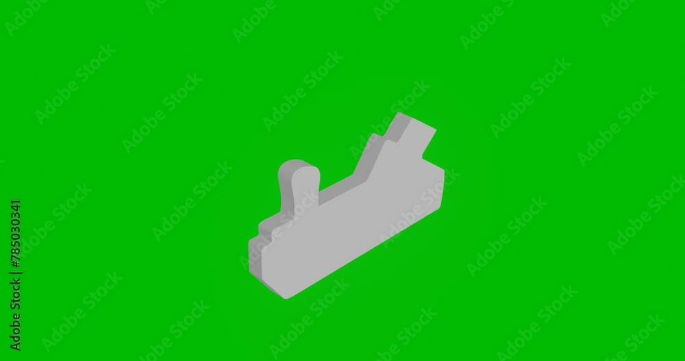 Poster animation of rotation of a white carpentry planer symbol with shadow. simple and complex rotation. s