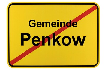 Illustration eines Ortsschildes der Gemeinde Penkow in Mecklenburg-Vorpommern
