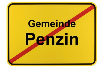 Illustration eines Ortsschildes der Gemeinde Penzin in Mecklenburg-Vorpommern
