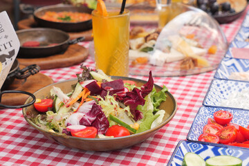 Close up bowl of mixed vegetables salad