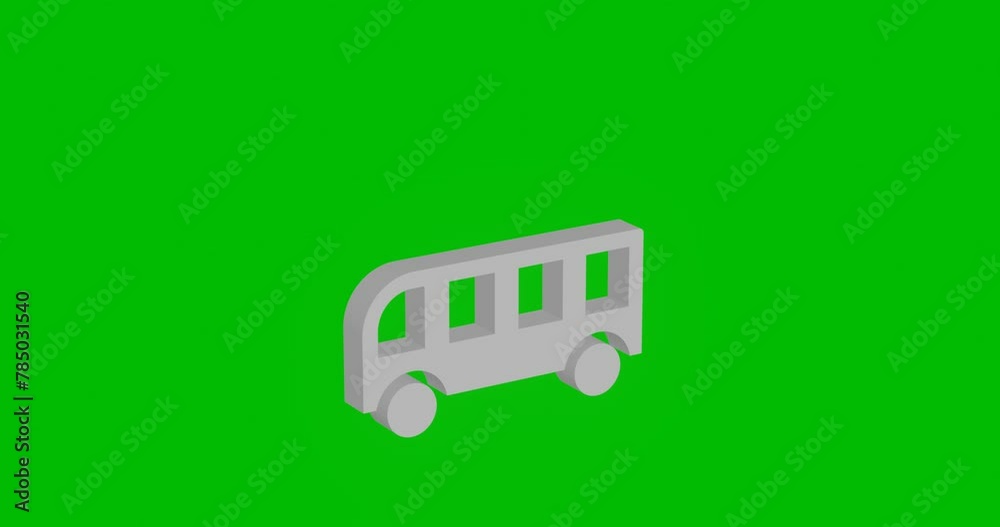 Poster animation of rotation of a white bus symbol with shadow. simple and complex rotation. seamless loope