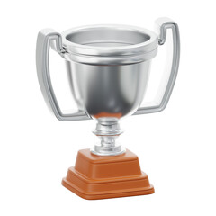 silver trophy 3d icon illustration