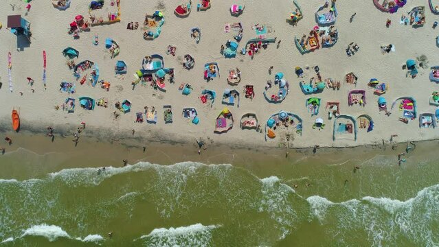 Top Down Beach Baltic Sea Rowy Plaza Morze Baltyckie Aerial View Poland
