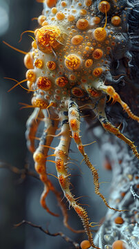 Intimate Ectoparasite 3D Rendering of Host-Parasite Relationship in Cinematic Photographic Style