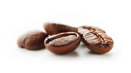 White background of close-up coffee beans.