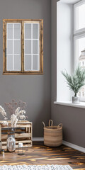 Stylish serenity composition with chic home decor, warm colors and textures.