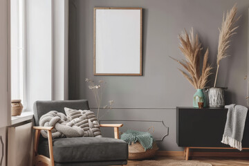 Stylish serenity composition with chic home decor, warm colors and textures. - obrazy, fototapety, plakaty