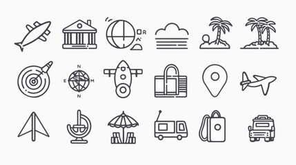 Tourism  vacation recovery. Thin line art icons 