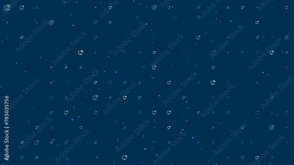 Poster template animation of evenly spaced distance learning symbols of different sizes and opacity. animat