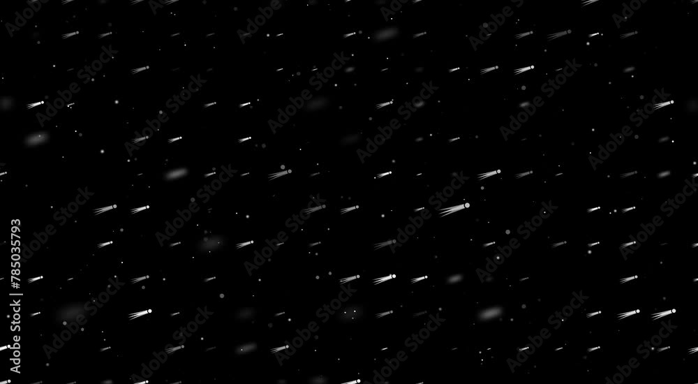 Poster template animation of evenly spaced comet symbols of different sizes and opacity. animation of trans