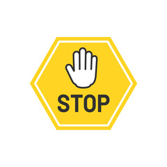 手と止まれのアイコン　STOP 看板　黄色