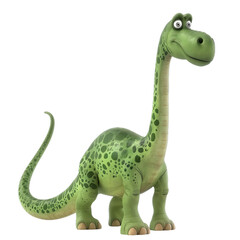 Cute children's painted dinosaur on a transparent background. Isolated cut-out element in cartoon style. diplodocus