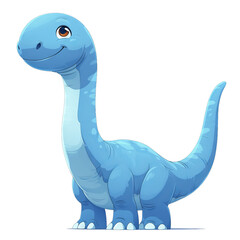 Obraz premium Cute children's painted dinosaur on a transparent background. Isolated cut-out element in cartoon style. diplodocus