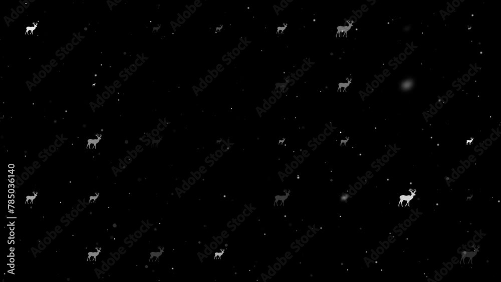 Poster template animation of evenly spaced deer symbols of different sizes and opacity. animation of transp
