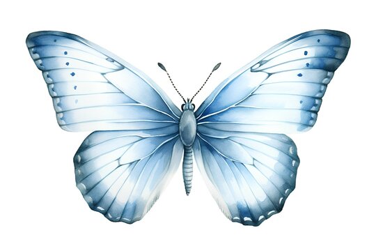 Watercolor butterfly isolated on white background. Hand-drawn illustration.