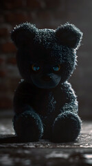 Mysterious Plush Toy Shrouded in Obsidian Shadows,Captivating Night-Time Solitude