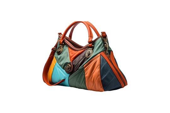 Patchwork Bag on transparent background.