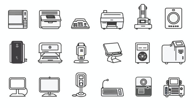 Set of modern office electronics devices. 3D printers
