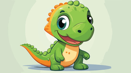Dinosaur face. Cute cartoon funny dino baby character