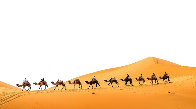 A caravan of camels in the Sahara desert