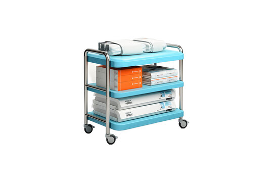Patient Record Trolley on transparent background.