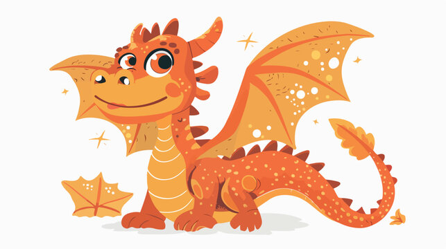 Dragon. Cute monster with wings. Fairy tale.