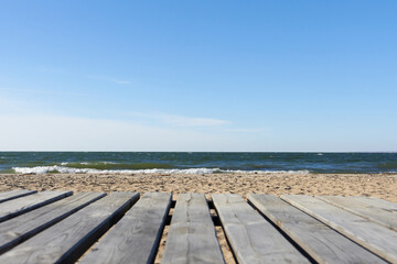 Fototapeta premium A view of the sea on a sunny day. Beautiful photo wallpaper.
