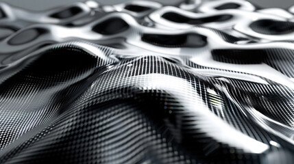 White and silver geometric patterns on black create sophisticated digital lace.