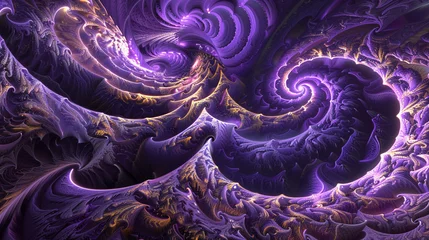 Muurstickers 3D fractal landscape in purples and lavenders, evoking a galactic mystique. © Liaqat