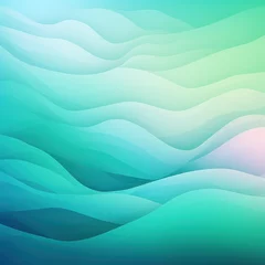 Deurstickers Abstract turquoise and green gradient background with blur effect, northern lights. Minimal gradient texture for banner design © GalleryGlider
