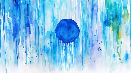 Dynamic watercolor mimicry of cascading water in royal blue with turquoise streaks.